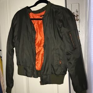 F21 Olive Green Light Bomber Jacket, Lightly Worn.